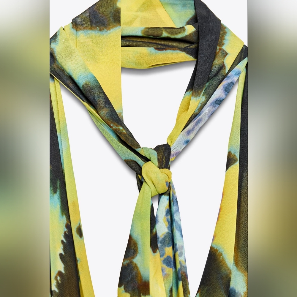 ZARA FOULARD PRINT LONG DRESS SIZE XS - Picture 11 of 12